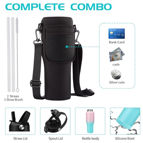 Image of Insulated Water Bottle 40 oz - Keep Cold 48h & Hot 24h Vacuum Large Metal Insulated Tumbler Fits in The Car, Bike, Treadmill, Stroller, Golf Cart Cup Holder, Travel Coffee Mug