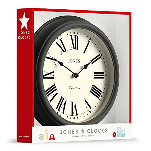 Jones Clocks® Venetian Wall Clock - Farmhouse Décor - Rustic Décor - Classic Traditional Design - Kitchen Clock - Living Room Clock - Office Clock - Farmhouse Clock (Dark Gray/Roman Numerals) #TOP7