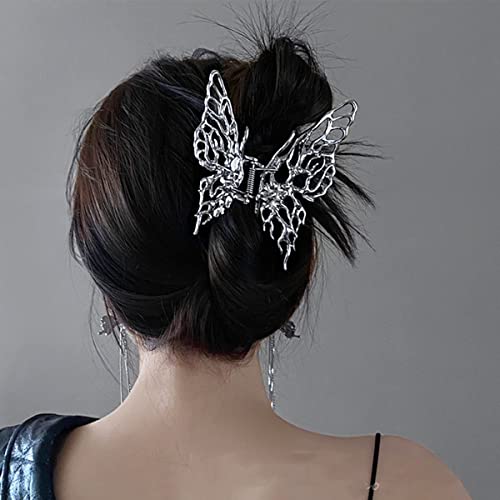 Silver Metal Butterfly Hair Clips For Women Large Hair Claw Clips For Thick Hair Vintage Geometric Hair Barrettes Headband Women Girls Hair Accessories Alloy Butterfly Claws Hairpin For Hair Grab #TOP26