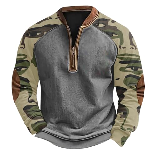 Sweatshirt Homme Camouflage - Pull-Over d'Hiver Chaud Grande Taille