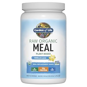 Garden of Life Meal Replacement Shakes, Raw Organic, Vanilla Protein Powder with Plant Based Pea Protein, Sprouts, Greens, Probiotics, Dairy Free 28 Servings