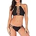 Produktbild Damen Zweiteiliger Tankini gepolsterter Bikini mit Blumenmuster Schnür-Tankini Oberteil hochtaillierte Shorts Badeanzug sexy Tank-Stil top Sommer Badebekleidung Strandparty Strandmode C-Black(B) L
