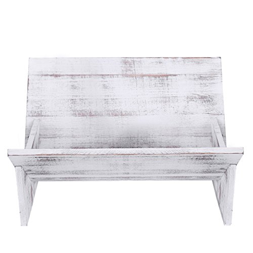 Mygift Rustic Vintage Whitewash Wooden Tilted Bookcase, Desktop Decorative Storage Organizer Display Bookshelf #TOP4