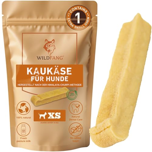 Wildfang® Yak-Kausnacks für Hunde, XS (ca. 21 g) – Himalaya Yak-Käse Hundekaustangen, Natürliche Hundeleckerlis, Welpen-Beißspielzeug, Harte Churpi-Dentalsticks für Hunde unter 10 kg, 1er-Pack