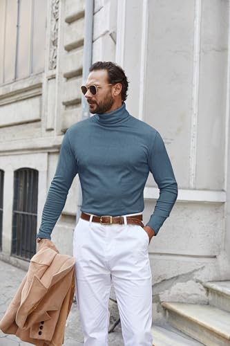 COOFANDY Men's Turtle Neck Shirts High Neck Mock Neck T Shirts Long Sleeve Slim Fit Sweater Casual Thermal Pullover2