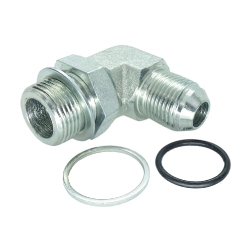 Image of 1 Piece Hydraulic Fitting 1 /2 Male JIC (3 /4 inch-16) X M22 x 1.5 Male Metric 90 Degree Elbow Adapter