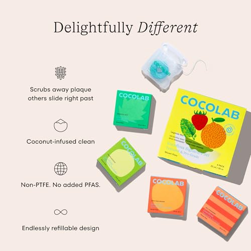 Image of Cocofloss Expanding Woven Dental Floss by COCOLAB, Signature Set, 4-Pack | Dentist-designed, 500+ interwoven fibers, coconut oil infused, cruelty-free & vegan, adults & kids daily oral care