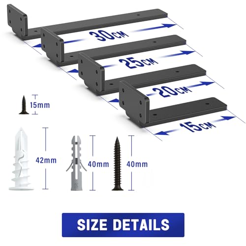 Image of WELDUN 6 Pack Floating Shelf Brackets 10 Inch, Heavy Duty Metal L Brackets for Shelves Support Wall Hanging