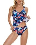  CheChury Traje de Baño de Dos Piezas para Mujer Tankinis para Mujer Traje Conjunto Elegante de Baño Verano Conjuntos de Baño Mujer Estampado para Natación Playa Vacaciones