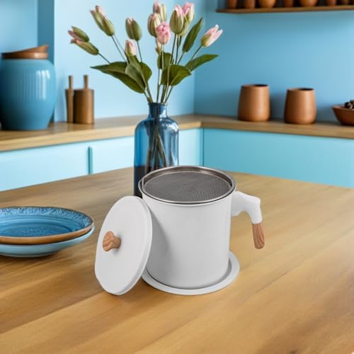 Recipiente para grasa de acero inoxidable con tapa de madera premium 7