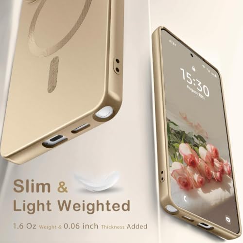 Image of DIZORO Samsung S26 Ultra Case, Compatible with Mag Safe Back Cover, Matte Luxury Metallic Luster Flexible TPU Wireless Charging Shockproof Case with Camera Protector (Metallic Desert)