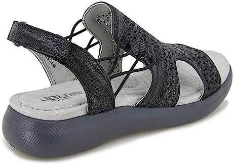 JBU by Jambu Women's Francis Flat Sandal, Black Shimmer, 9 | Image 3