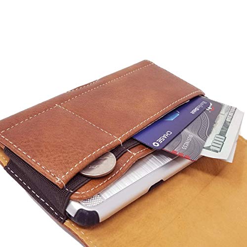 Aiscell Wallet Pouch For Moto G Stylus, G Power , Moto Z4, Z3,One Zoom, One Action ,One Hyper ,G7 Plus ,Moto G7, Revvlry+, Brown Faux Leather Case Belt Clip Holster Fits Phone With Case Cover On 09 Bn #TOP1