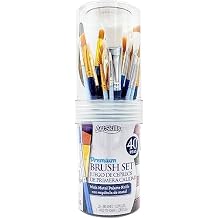 ArtSkills Acrylic Paint Brush Set, Acrylic Paint Brushes for Canvas Painting, Craft Paint Brushes with Palette Knife, 40 pc