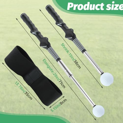 Retractable Golf Swing Trainer, Right Handed Tempo Aid with Click Sound