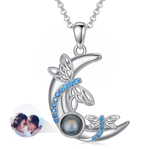 Dorunmo Mother's Day Gifts Personalized Photo Projection Necklace Sterling Silver Heart/Celtic Knot/Infinity/Butterfly/Dragonfly/Sunflower Pendant Necklace Jewelry Romantic Gifts for Women