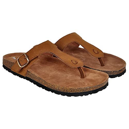 Image of Hx London Genuine Nubuck Leather Slipon Adjustable Sandals for All Day & Ethnic Wear