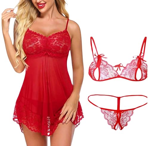 Image of UNITRUST Babydoll Lingerie Set with Net Bra and Panty, Honeymoon Combo