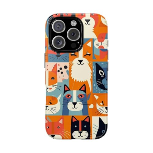 Coque iPhone 16 Pro chat coloré antichoc à finition brillante