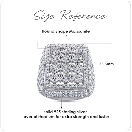 5 Carat Round Cut Lab Created Moissanite Men's Dome Cluster Anniversary Wedding Band Ring In 14K Gold Plated Sterling Silver (VVS1 Clarity, 5.00 Cttw)2