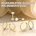 Gold Stud Hoop Earrings:Hypoallergenic Surgical Stainless Steel Small Cartilage Huggie Hoop Earrings Flat Back Earrings Screw Back and Flatback Stud Earrings for Women Multiple Piercing Sensitive Ears (Gold-(6mm+8mm)hoop earrings+4mm cz stud earrings)