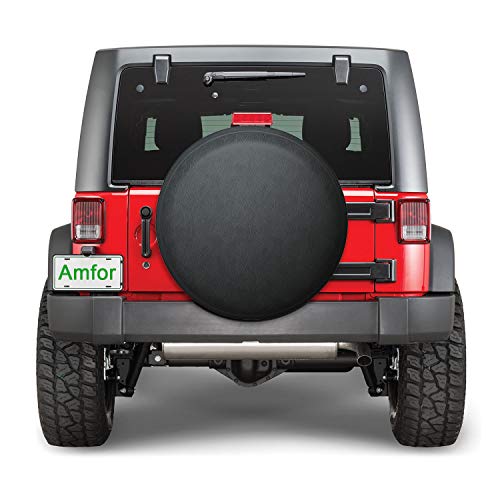 Amfor 26-27 Inch Spare Tire Cover, Universal Fit For Jeep, Trailer, Rv, Suv, Truck,Tough Tire Wheel Soft Cover Diameter 26" - 27", Camper Wheel, Weatherproof Tire Protectors (Black) #TOP2