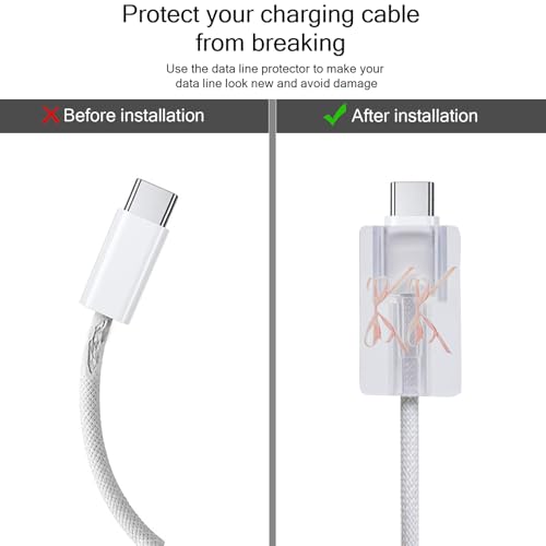 Protector de cargador iPhone lazo rosa funda transparente para cable tipo C de 20W 6