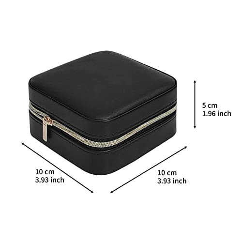 Image of TRODANCE Jewelry Travel Case with Mirror,Small Travel Jewelry Organizer, Portable Jewelry Box Travel Mini Storage Organizer Portable Display Storage Box for Rings Earrings Necklaces (Black)