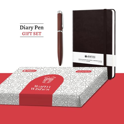 Image of Jhingalala A5 Leather Cover Hardbound Undated Journal Notebook with Pen Combo Gift | 80 GSM Premium Non-Bleeding Paper | Diary with Pen | Ideal Corporate, Diwali & New Year Gift (Dark Brown)