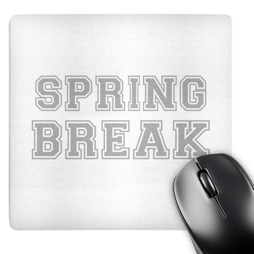 3dRose mp_151254_1 8" x 8" Spring Break Holiday Fun School Vacation Trip Souvenir Grey Gray Retro College Font University Mouse Pad