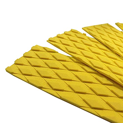 4Pcs/Lot Surfing Front Traction Pad- Deck Grip Mat Replacement with Adhesive (Yellow)