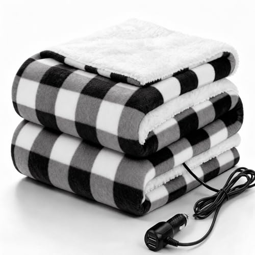 Sealy 12-Volt Heated Car Blanket, 2 USB Output Ports, 59'x...