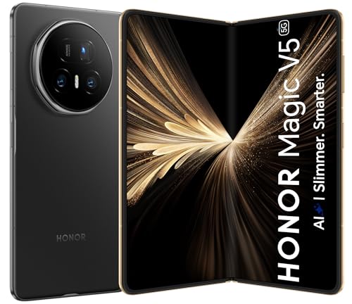 HONOR Magic V5 5G AI - Teléfono plegable sin tarjeta SIM (8,8 mm, 5690 mAh, batería de 16 GB + 512 GB Snapdragon 8 Elite Mobile Platform Eye Comfort Display Dual SIM