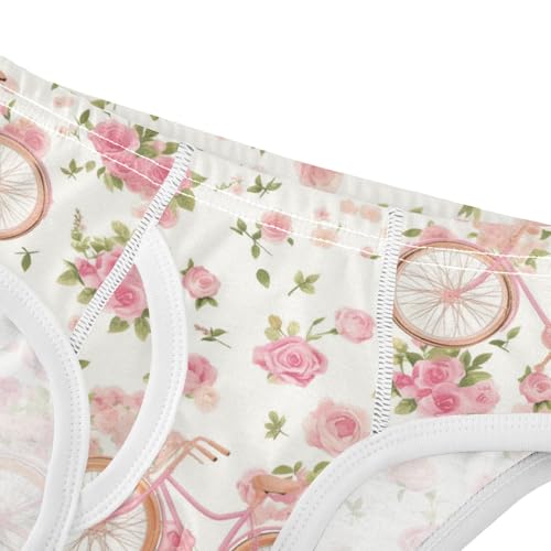 Wusikd Vintage Pink Bicycle Boys' Underwear Cotton Roses Boys Briefs Soft Toddler Underwear 2T4
