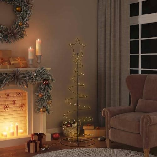 Sapin de Noël à LED blanc chaud gain de place en métal pour extérieur et jardin