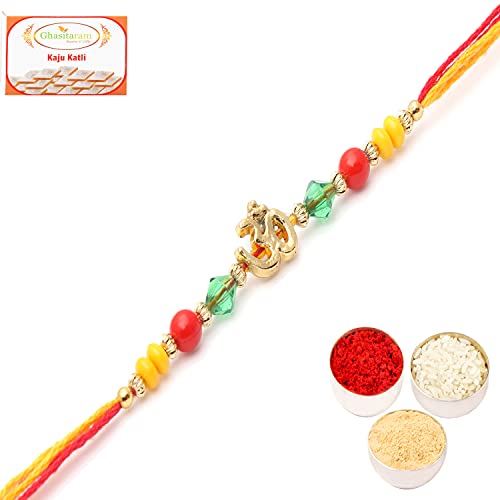 Ghasitaram Gifts Rakhis Online- 6013 Rakhi Thread with 400 gms of Kaju katli Ghasitaram Gifts Rakhis Online- 6013 Rakhi Thread with 400 gms of Kaju katli