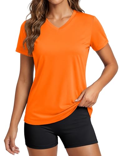 Image of MAGCOMSEN Women's Short Sleeve T-Shirt Quick Dry Athletic Tee Shirt Running Workout Yoga Top Tee Performance Shirts