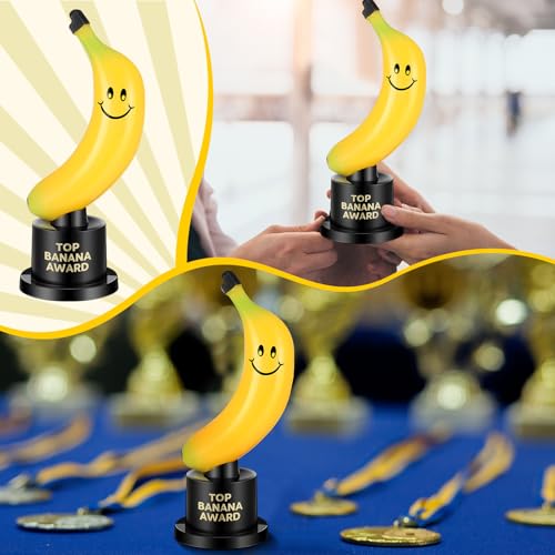 Tondiamo 6 Pcs Top Banana Award Funny Trophy, Yellow Plastic Black Stand - image 6