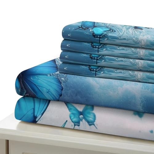 Housse de couette 220x240 papillon microfibre avec fermeture éclair