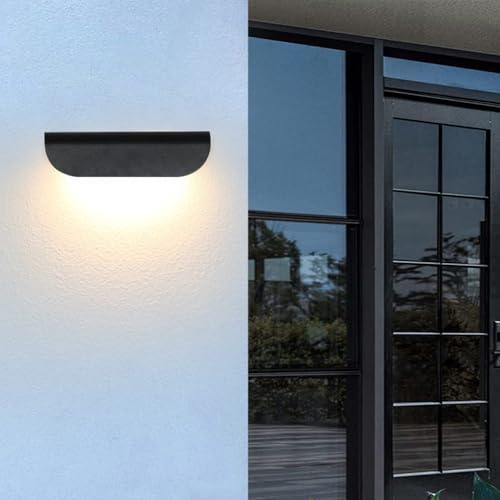 Lámpara LED para Porche Exterior, Resistente al Agua IP65, Montaje en Pared, 3000K/4000K/6000K, Moderna iluminación de Pared Exterior de Aluminio Negro para Garaje y Puerta de Entrada.