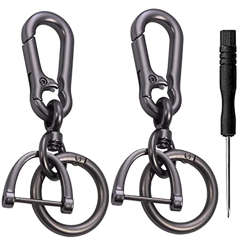 Imeisuit 2 Sets Car Keychain Car Key Clip Quick-Release Horseshoe Shape D-Ring Key Fob Holder With Round Carabiner Keychain #TOP4
