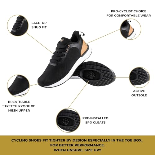 Tommaso Torino Ready-to-Ride Mens SPD Cycling Shoes with Pre-Installed SPD Cleats, Works for Most Road Bikes & Indoor Spin Studios—Wide Cycling Shoes for Mens Bicycle—Black—Size 9US—42.5EU
