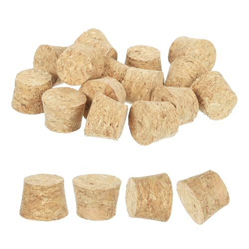 QUARKZMAN 20 Pcs Corchos para Botellas Tapones De Corcho Tapones De 0.59x0.47x0.39 Pulgadas Corchos Naturales De Madera Blanda Cónicos para Bar Restaurante Manualidades DIY
