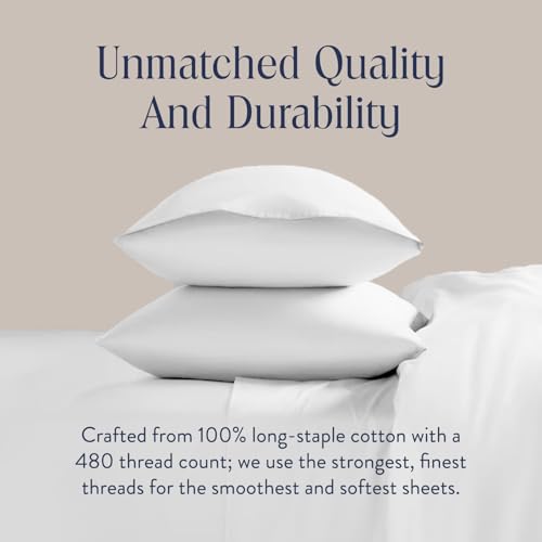 Brooklinen Luxury Sateen Duvet Cover - 100% Cotton, Twin/Twin XL Size in White with Extra-Long Corner Ties and Button Closure - Best Twin/Twin XL Duvet Covers