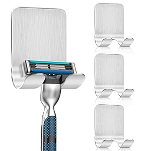 Rasierer Halterung Dusche Silber 4 Stk, JatilEr Rasierhalter Dusche Ohne Bohren, Rasiererhalter Dusche Edelstahl 304, Rasier Halterung Wand Kratzfeste, Rasiererhalter Selbstklebend Glatte Kanten