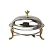 Price comparison product image Stainless Steel Chafing Dish Round Durable Frame with Lid and Chafing Fuel Holder Silver for Catering Buffet Warmer Tray Kitchen Party Dining (Gold)
