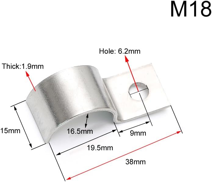 Miniatura 3 de 10 piezas de correa de tubo M18 de acero inoxidable 304 abrazadera de tubo de un solo orificio Correa de tubo EMT Correa de tubo de un orificio