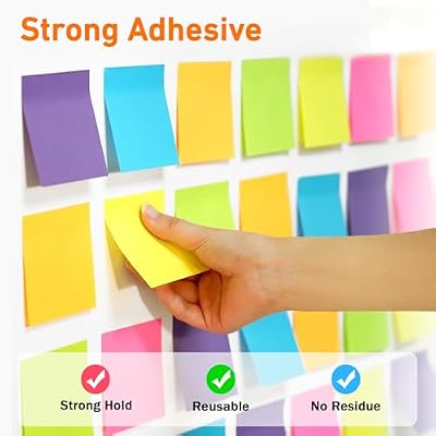 Sticky Notes 3x3 Inch (48 Pads) Bright Colors Self-Stick Memo Pads, Thick Paper Easy to Stick & Remove
