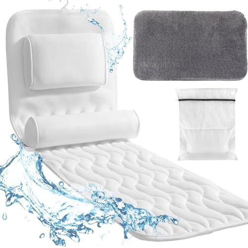 MODY RODY Full Body Bath Pillow with Lumbar Support Long Bathtub Cushion for Tub