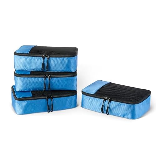 Amazon Basics - Werkzeugtasche - 30,5 cm 4 Amazon Basics Kleine Packtaschen, 4 Stück, Himmelblau
